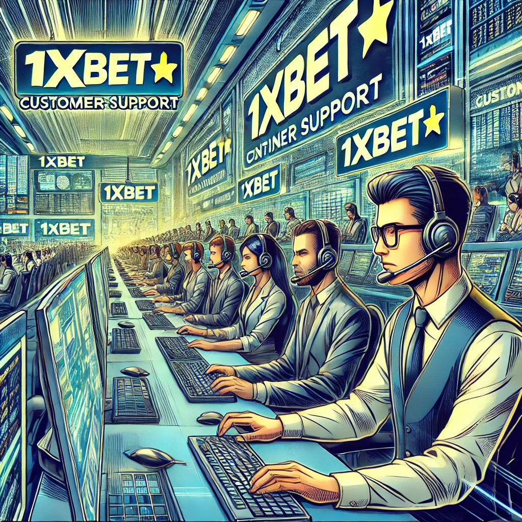 1xbet Online Casino. The Image Features A Dynamic And Tech Savvy Customer Service C