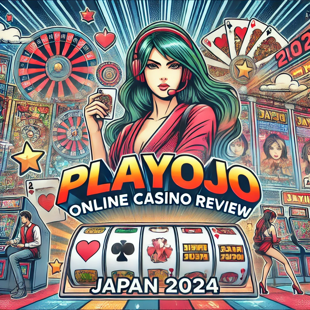 Playojo Online Casino Review Japan 2024'. The Image Should Feature A Vibrant And Dynamic Scene